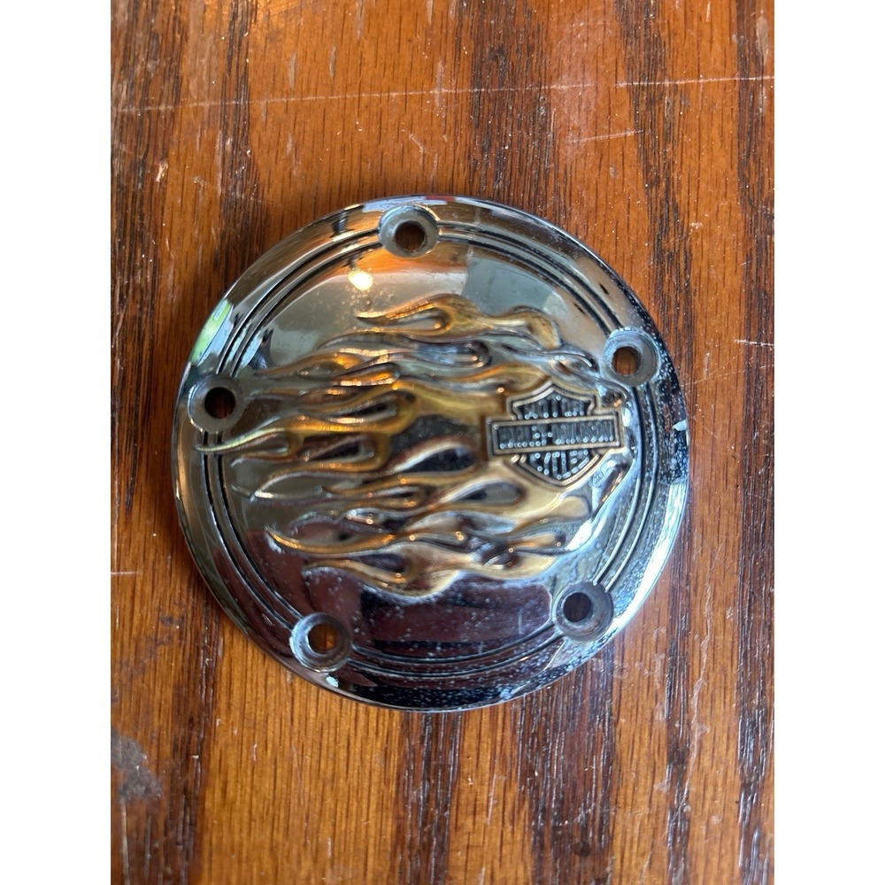 Harley Davidson Chrome Flame Derby Cover 5 Hole Big Twin Timing Timer